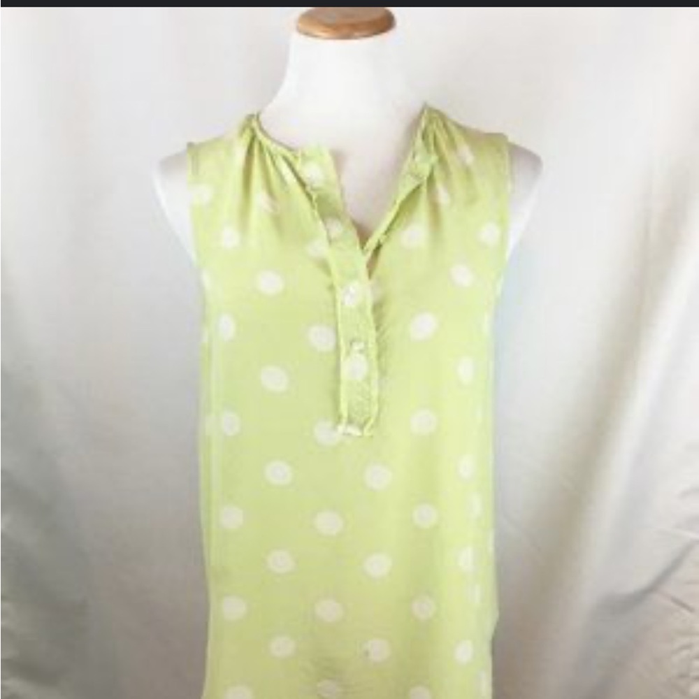 Madewell Green Polka Dot Sleeveless Blouse